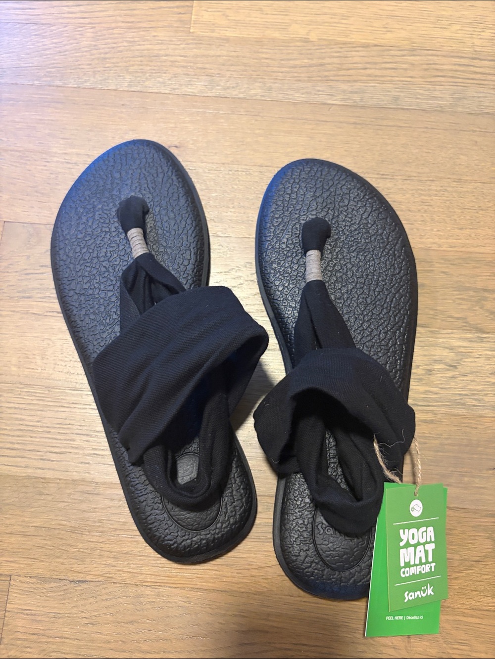 Sanuk Black Yoga Mat Comfort Sandals
